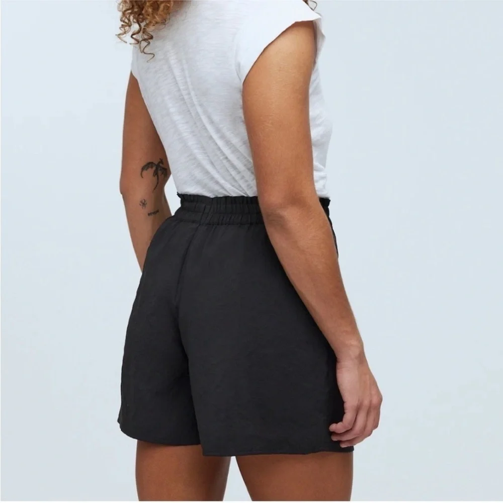NEW Madewell Pull-On Cargo Shorts in Softdrape Size L Black